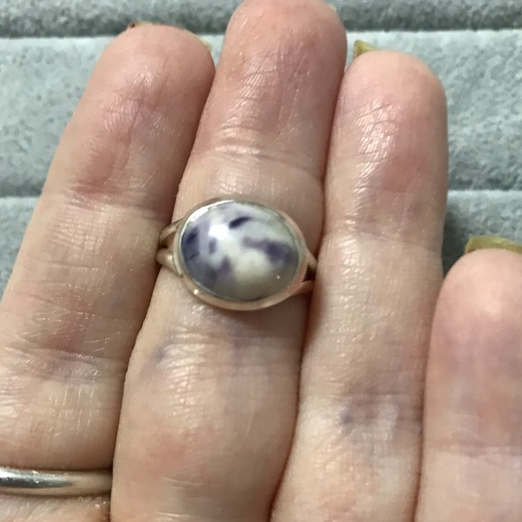 New Sterling Silver Purple Mexican Morado Violet Flame Opal Ring Size 6 Crystal - Picture 7 of 16